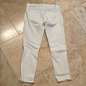7 for All Mankind White Frayed Hem Jeans